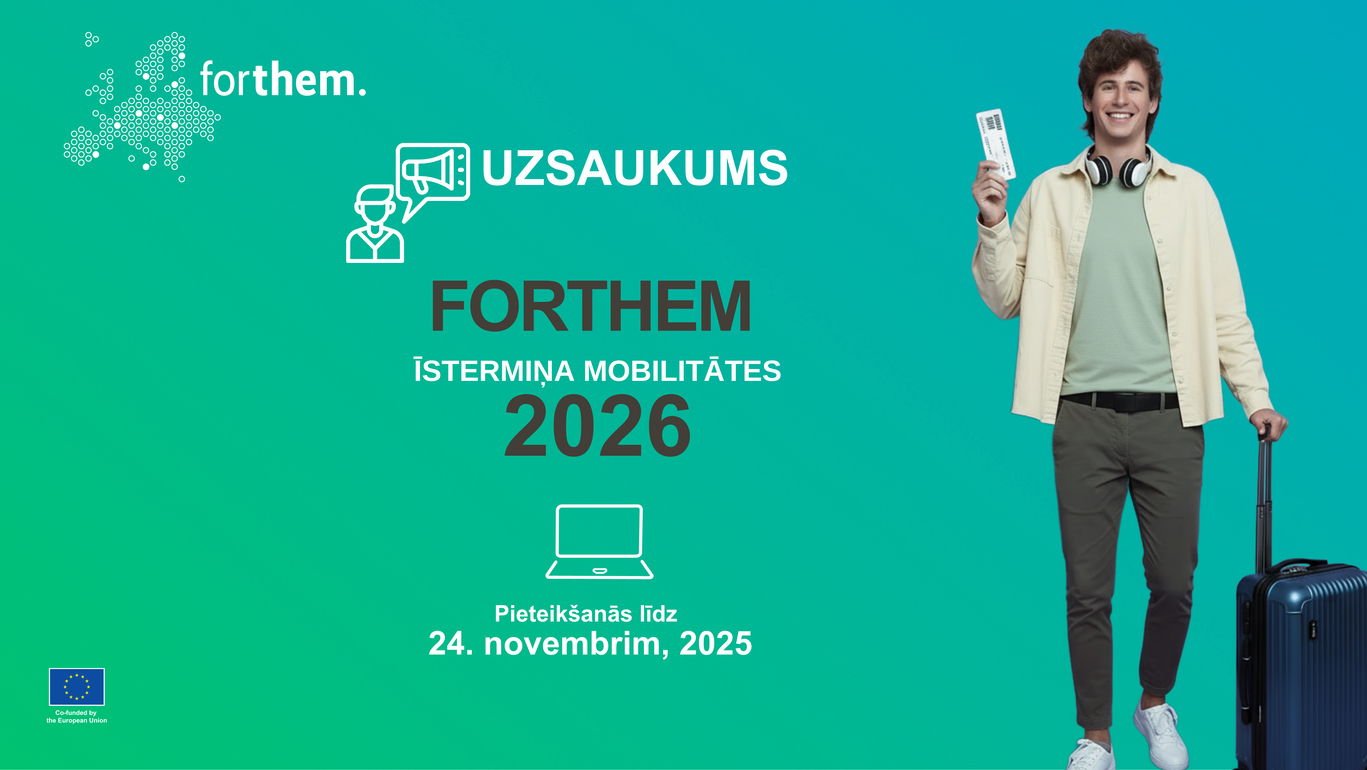 FORTHEM īstermiņa mobilitātes 2026 uzsaukuma afiša ar pieteikšanās termiņu līdz 2025. gada 24. novembrim